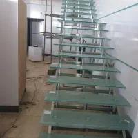 نرده استیل و پله گرد