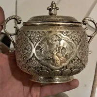 قندون تمام نقره قلم کاری انتیک
