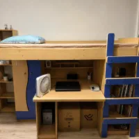 تخت دوطبقه MDF کامل  میز تحریر + کمد + کتابخانه