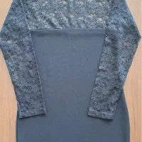 پیراهن مجلسی یقه گرد و استین گیپوری