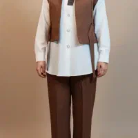 ست سه تیکه جلیقه و شلوار بگ و شومیز مدل آرونا