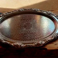 دو عدد سینی استیل ضد زنگ قدیمی ضخیم و با کیفیت