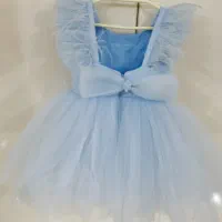 لباس عروس شیک پرنسسی آبی آسمانی ۲ ساله