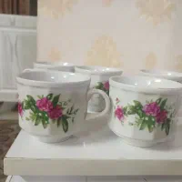 فنجان گل سرخ قدیمی هشت عدد