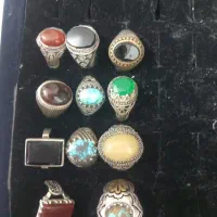 ۱۱تا انگشتر نقره با نیم ست نقره