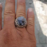 انگشتر نقره ۲۲ گرم نگین شجر تک درخت مشکی