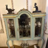 ویترین و کنسول چوب و برنزی انتیک