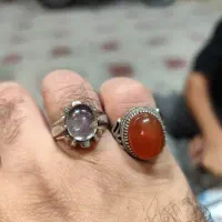 انگشتر نقره با سنگ عقیق یمنی و در نجف