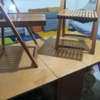 میز ناهارخوری شش نفره با دوتا صندلی