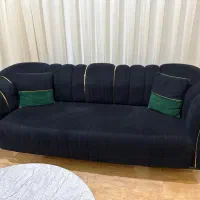 مبل۸نفر رنگ سبز و مشکی پایه استیل ۴تا عسلی|مبلمان خانگی و میز عسلی|یزد, |دیوار