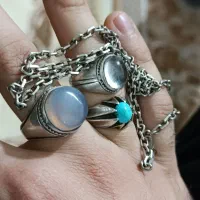 فیروزه نیشابور در نجف عقیق کبود زنجیر نقره