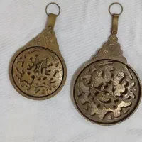 اسطرلاب استرلاب عتیقه و قدیمی برنجی ۲ عدد