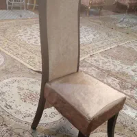 ۶ عددصندلی تکی، چوبی  ، با روکش مخملی طلایی ،سالم