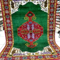 قالیچه سه متری سبز کف ساده چله ابریشم خراسان|فرش|تهران, حر|دیوار