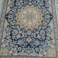 قالیچه دستبافت گل ابریشم کاشان ۱درانیم در حد نو