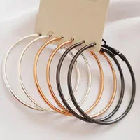 گوشواره حلقه‌ای سه جفتی چند رنگ