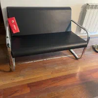 مبل دو نفره انتظار، چرم و استیل