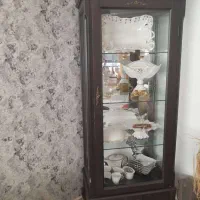 بوفه چوبی و جامیوه فلزی گالوانیزه طلایی|بوفه، ویترین، کنسول|محمودآباد, |دیوار