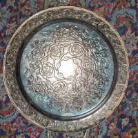 دیس سینی مسی قلم کاری انتیک