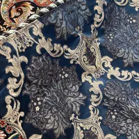 دو عدد کنار پرده مدل کتیبه سرمه ای طلایی