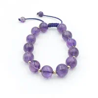سنگ گوی سوراخ شده آمیتیست برای دستبند دونه ای