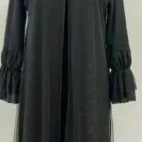 مانتو مجلسی لمه اکلیلی  بارویه حریرمشکی نونو