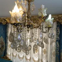 لوستر برنزی دوگل سه شاخه ۶ شعله