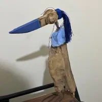 مجسمه پرنده چوبی دکوری دستساز