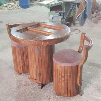 تخته نرد و میز بار دوکاره چوبی  دو صندلی