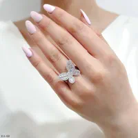 3مدل اعیانی انگشتر نقره پروانه آبکاری طلا نانوکد28