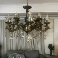 لوستر برنج شش شاخه دوتایی ۱۲شاخه درحد نو