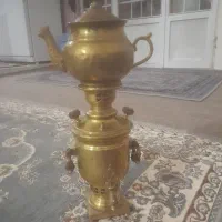 سماور کوچک دکوری با قوری برنجه|کلکسیون اشیاء عتیقه|کرمانشاه, |دیوار
