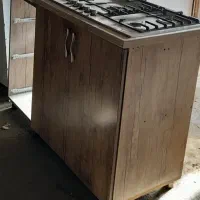 گازپنج شعله ی استیل همراه کابینت و قفسه ی ام دی اف