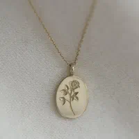 پلاک گل ماه تولد سفارشی طلا