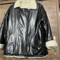 کت دو رویه چرم وتدی زنانه سایز ۳۸ ۴۰