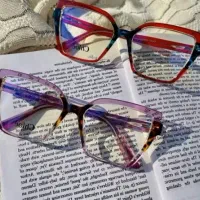 عینک فشن فریم بزگ  دورنگ  معاینه چشم کد ۵۵۴۴