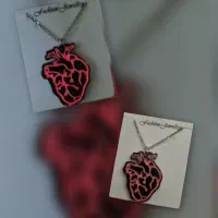 گردنبند قلب  با رگه های شب تاب اناتومی|بدلیجات|ماهان, |دیوار