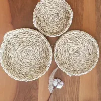 زیرقابلمه وزیر بشقابی وسبدمیوه وسبزی حصیری|ظروف سرو و پذیرایی|اراک, |دیوار