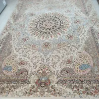 فرش ۹ متری قیطران رنگ کرم سالم در حد نو