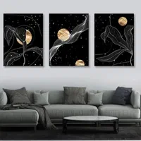 تابلو نقاشی طلایی چاپ مشکی طوسی ورق طلا سه تکه لت|تابلو، نقاشی، عکس|تهران, جنت‌آباد شمالی|دیوار