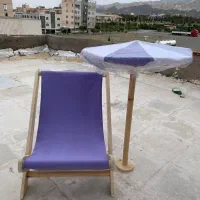 صندلی راحتی کودک چوبی به همراه چتر کاملا نو