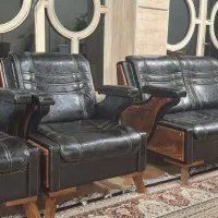 مبل ۷نفره تمام چرم وچوب نو شرکتی|مبلمان خانگی و میز عسلی|خمینیشهر, |دیوار