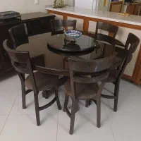 میز گرد پایه گلدونی ۶ نفره و مبل نیم ست