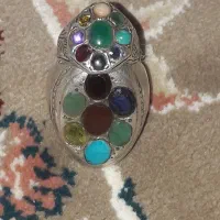 ۲عددانگشتررهفت جواهر نقره