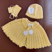 ست لباس نوزاد شنل کودک قلاب بافی ترک دست بافت خاص|کفش و لباس بچه|مشهد, دانشجو|دیوار