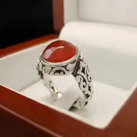 انگشتر عقیق یمنی . دست ساز