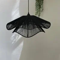 لوستر آباژور رافیا مکرومه کافی شاپ|لوستر و چراغ آویز|یزد, |دیوار