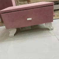 پاتختی و پاف مخمل صورتی زیبا نو