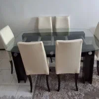 میزناهارخوری۶ نفره باصندلی وشیشه زیرقیمت