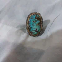 انگشتر فیروزه نیشابور رکاب دست ساز نگین کاری شده